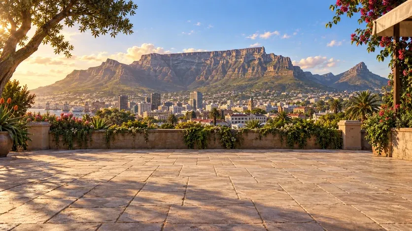 Cape Town terrace with Table Mountain in the distance
